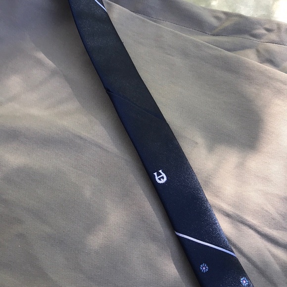 Etienne Aigner Navy Blue Floral Neck Tie Circles - Picture 4 of 8